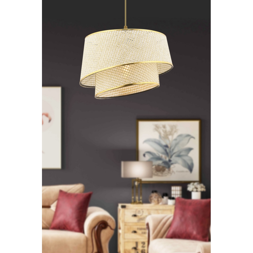BARETTE 1xE27/60W/230V Crème/Gouden Hanglamp