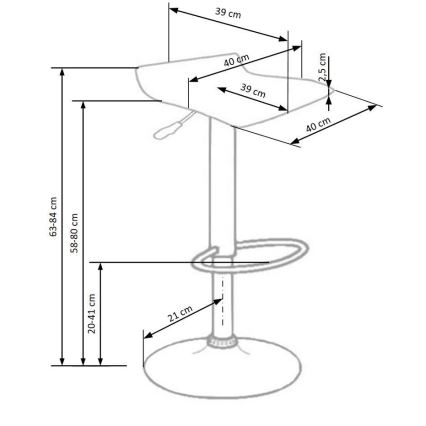 Barkruk 84x40 cm zwart/glanzend chroom