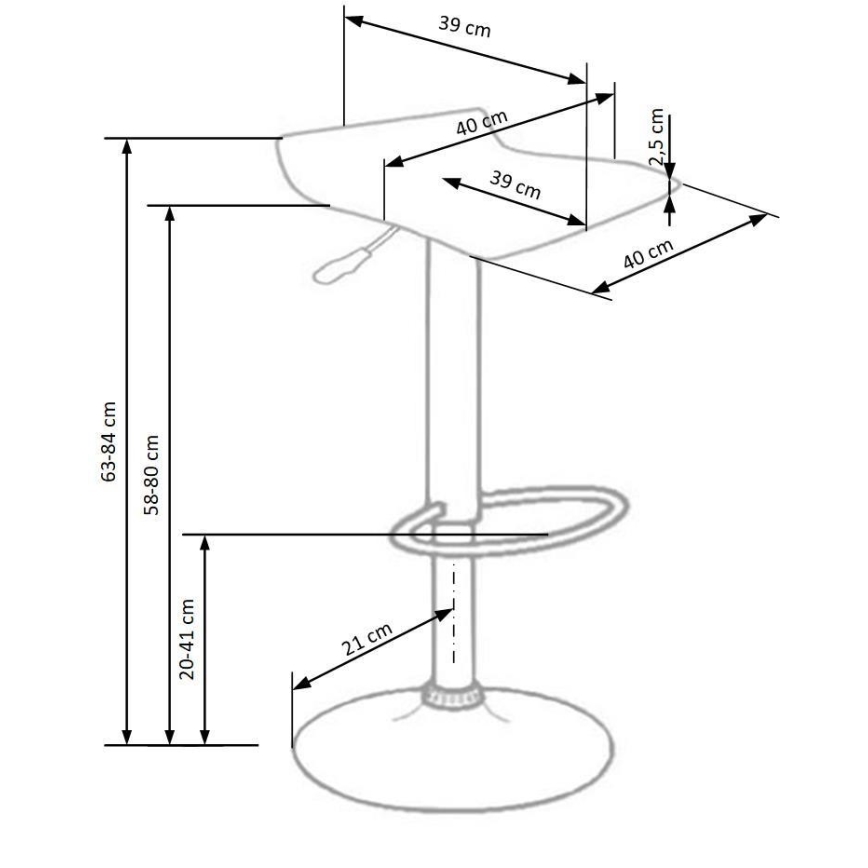Barkruk 84x40 cm zwart/glanzend chroom