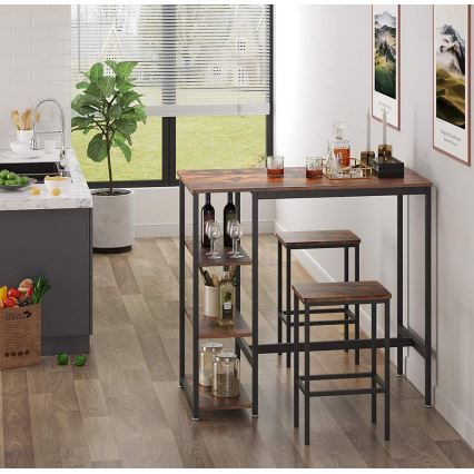 Bartafel met planken BARTIS bruin/zwart
