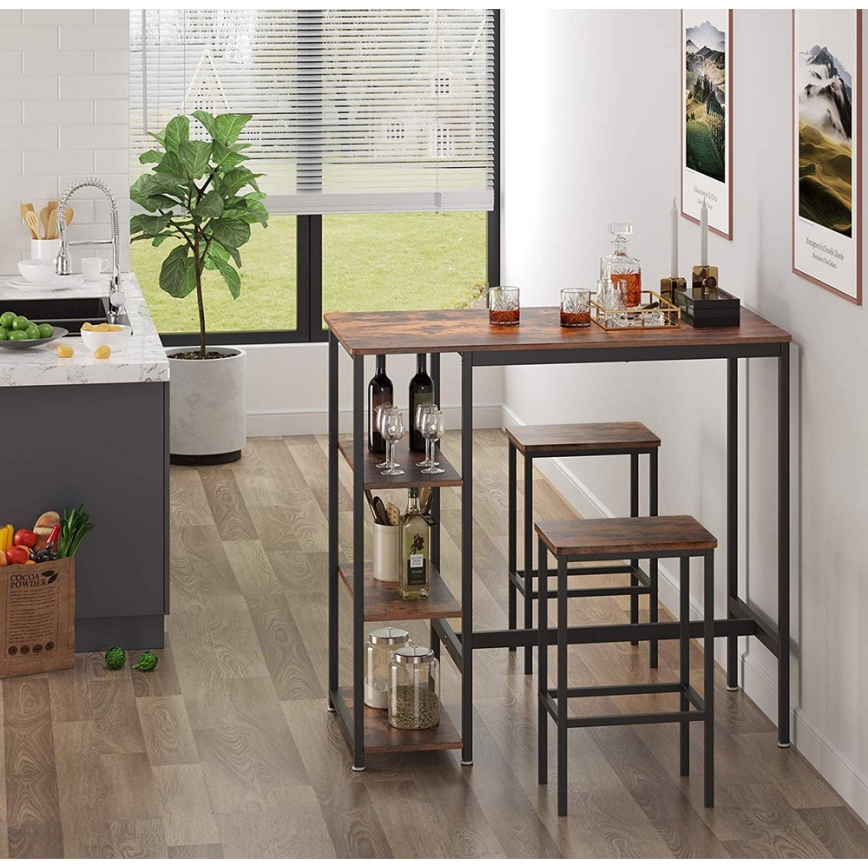 Bartafel met planken BARTIS bruin/zwart