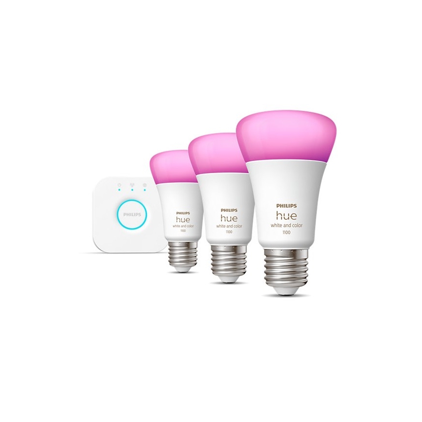 Basic set Philips Hue WHITE AND COLOR AMBIANCE 3xE27/9W/230V 2000-6500K + verbindingsapparaat