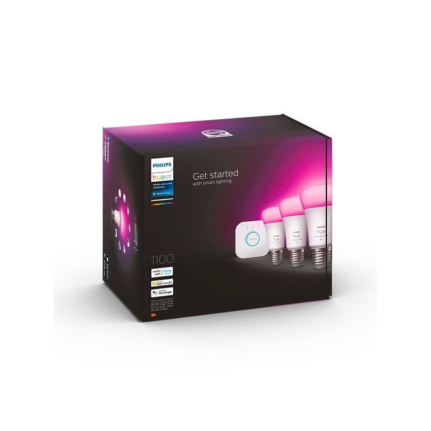 Basic set Philips Hue WHITE AND COLOR AMBIANCE 3xE27/9W/230V 2000-6500K + verbindingsapparaat
