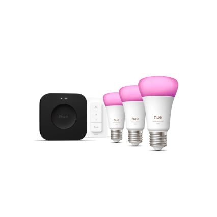 Startpakket Philips Hue WHITE AND COLOR AMBIANCE 3xE27/8,1W 1000-20000K + verbindingsapparaat