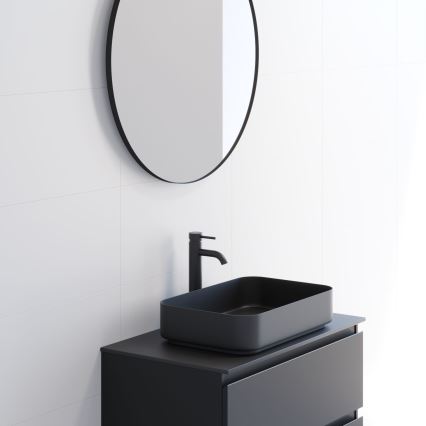 BATH DELUXE 01-080-09-02-00 - Badkamer spiegel BORGSTED diameter 80 cm zwart
