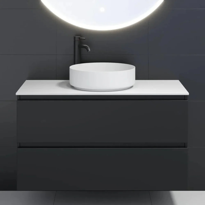 BATH DELUXE 06-040-16-01-00 - Opzetwastafel LJORDAL Ø 40 cm roestvrij staal/mat wit