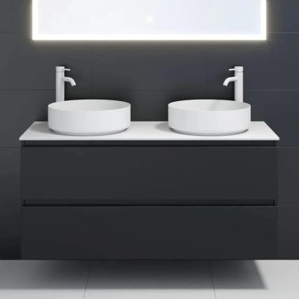 BATH DELUXE 06-040-16-01-00 - Opzetwastafel LJORDAL Ø 40 cm roestvrij staal/mat wit