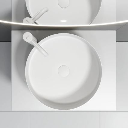 BATH DELUXE 06-040-16-01-00 - Opzetwastafel LJORDAL Ø 40 cm roestvrij staal/mat wit