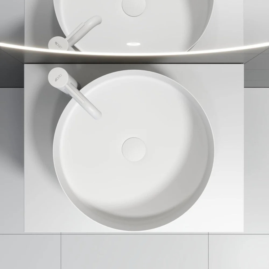 BATH DELUXE 06-040-16-01-00 - Opzetwastafel LJORDAL Ø 40 cm roestvrij staal/mat wit