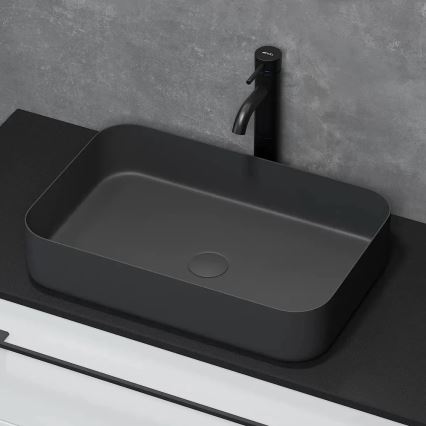 BATH DELUXE 06-052-18-02-00 - Opzetwastafel LJORDAL 52x34 cm roestvrij staal/mat zwart