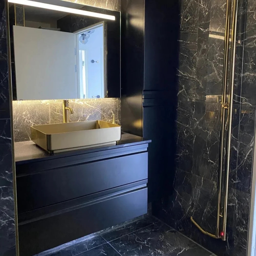 BATH DELUXE 06-052-18-70-00 - Opzetwastafel LJORDAL 52x34 cm roestvrij staal/geborsteld messing