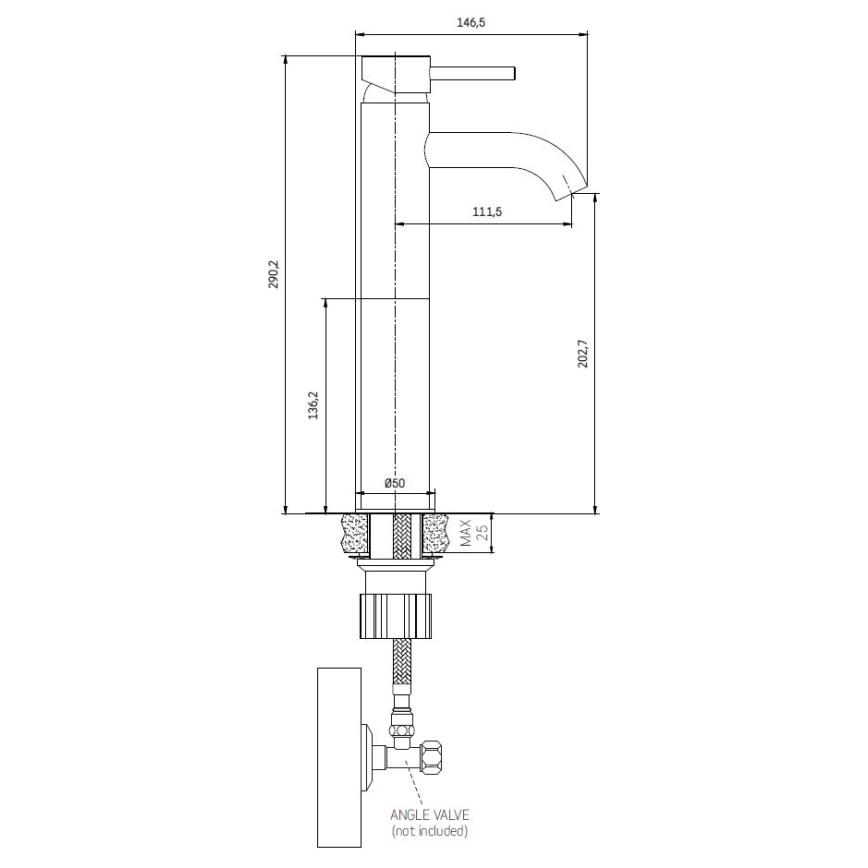 BATH DELUXE 28-005-02-02-00 - Kraan voor wastafel DRAGOR 29 cm mat zwart