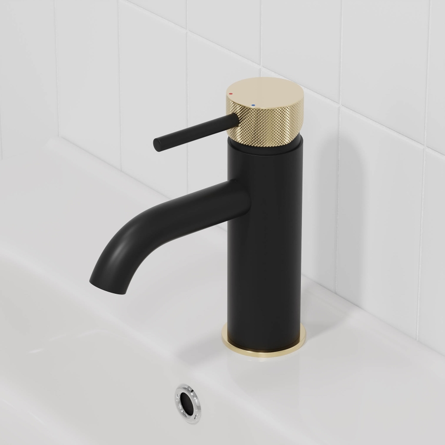 BATH DELUXE 28-005-03-72-00 - Kraan voor wastafel ANHOLT 15,6 cm zwart/messing