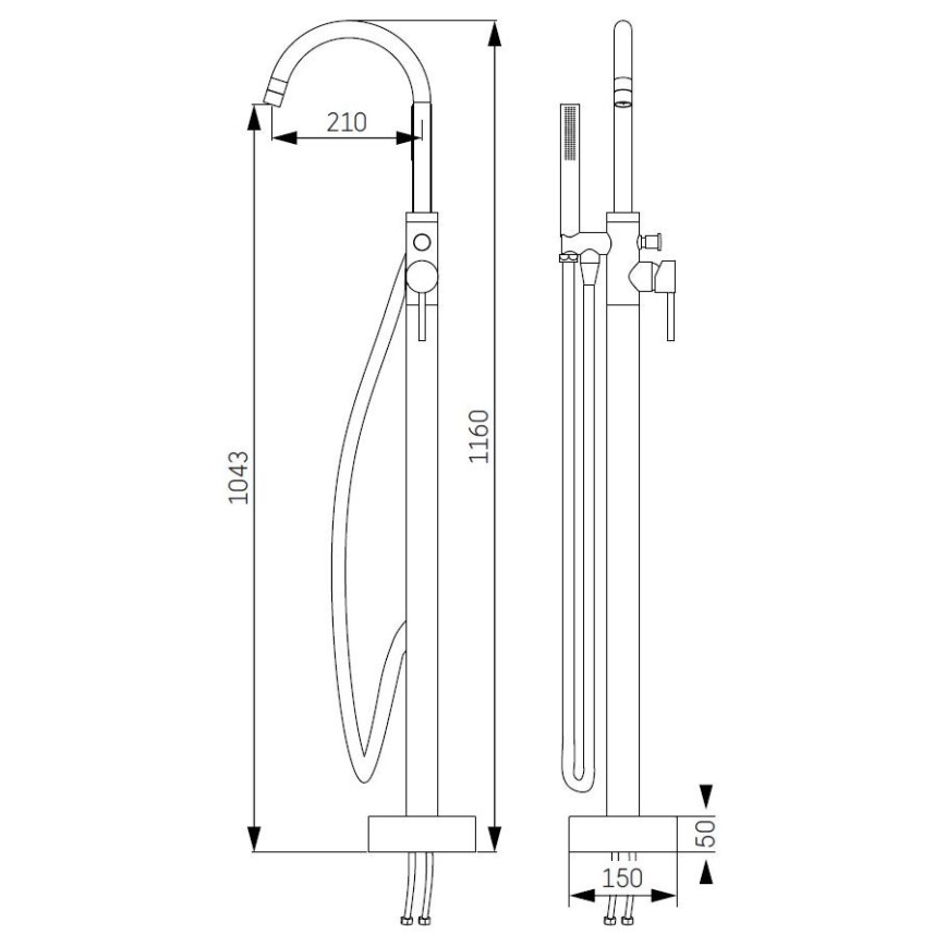 BATH DELUXE 28-114-01-02-00 - Vrijstaand badset met kraan DRAGOR 116 cm mat zwart