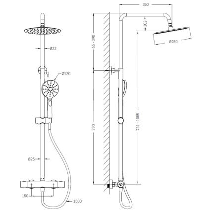 BATH DELUXE 31-120-05-02-00 - Doucheset met thermostaatkraan DRAGOR mat zwart