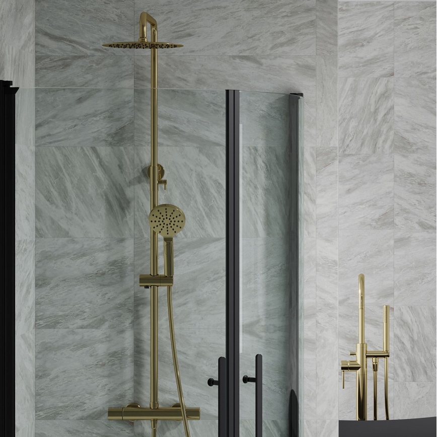 BATH DELUXE 31-120-05-70-00 - Doucheset met thermostaatkraan DRAGOR geborsteld messing