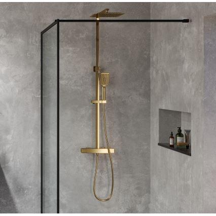 BATH DELUXE 31-120-06-70-00 - Doucheset met thermostaatkraan NAESBY geborsteld messing