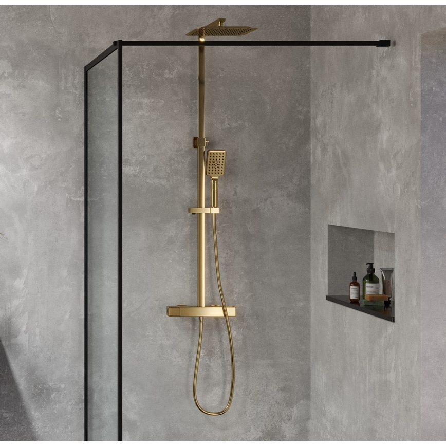 BATH DELUXE 31-120-06-70-00 - Doucheset met thermostaatkraan NAESBY geborsteld messing