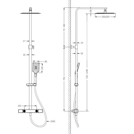 BATH DELUXE 31-120-06-70-00 - Doucheset met thermostaatkraan NAESBY geborsteld messing