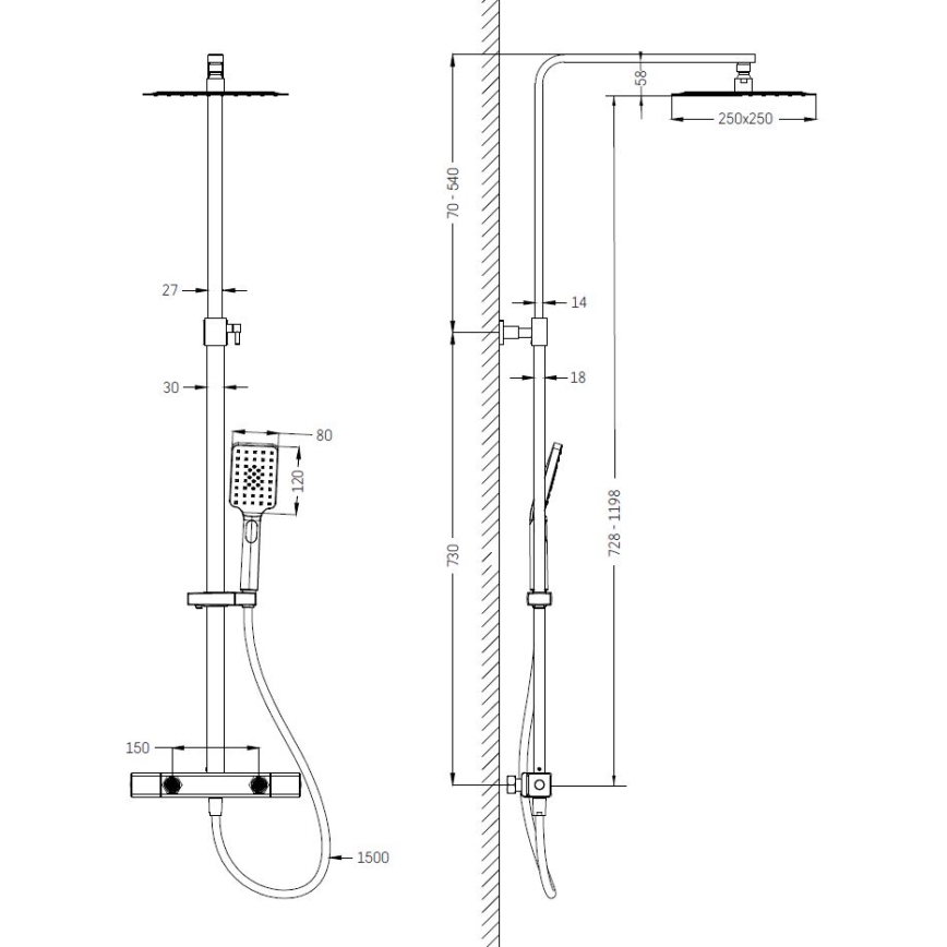 BATH DELUXE 31-120-06-70-00 - Doucheset met thermostaatkraan NAESBY geborsteld messing