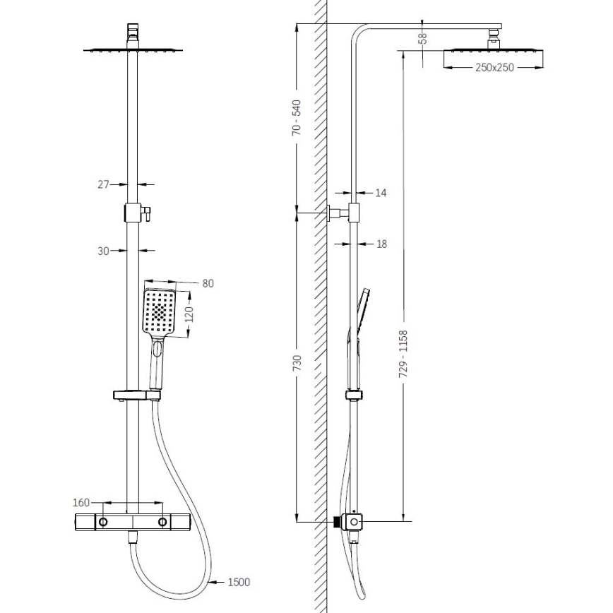 BATH DELUXE 31-120-08-02-00 - Douche set met thermostatische kraan NAESBY glanzend messing