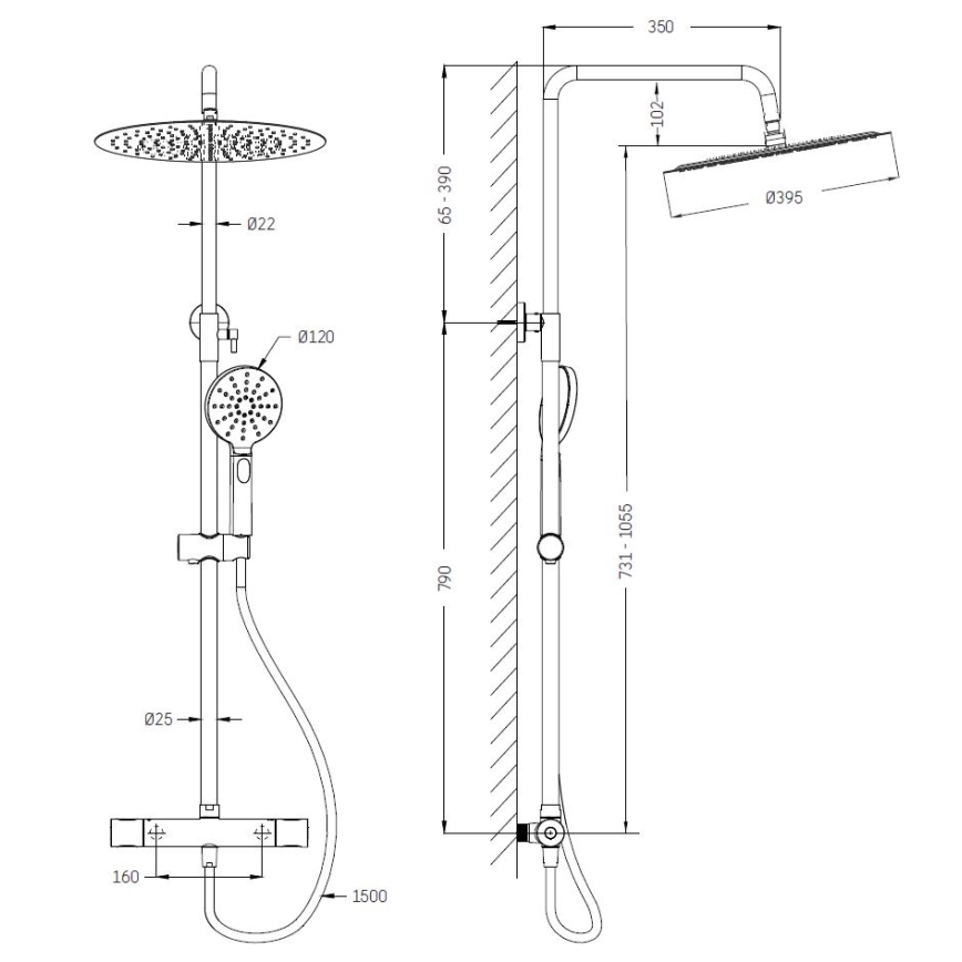 BATH DELUXE 31-120-09-60-00 - Doucheset met thermostaatkraan DRAGOR glanzend chroom