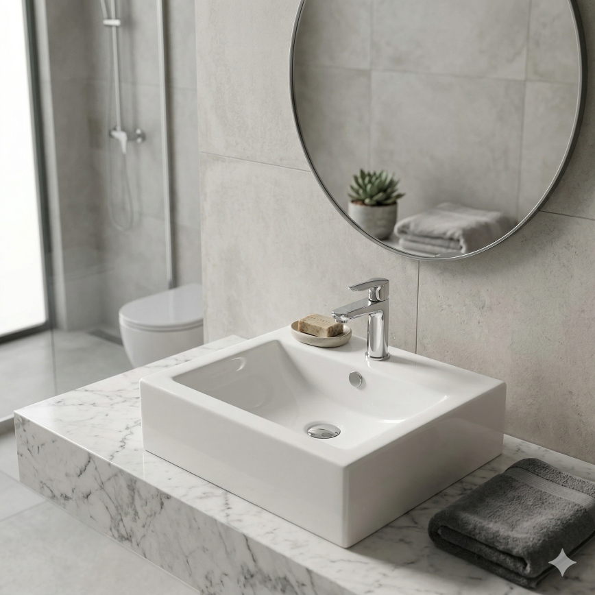 Bathco 0010 - Opzetwastafel BOLONIA 51x45,5 cm porselein/wit