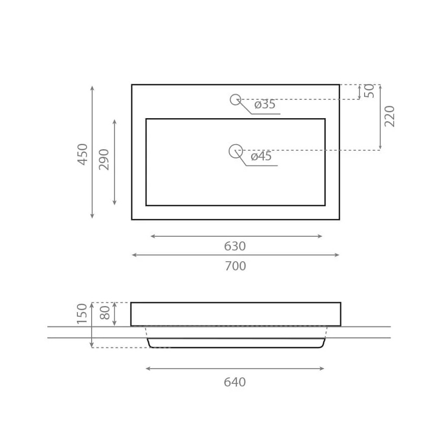 Bathco 0023 - Inbouwwastafel MANCHESTER 70x45 cm porselein/wit