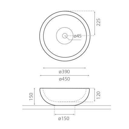 Bathco 00318 - Opzetwastafel PUKET Ø 45 cm steen/beige