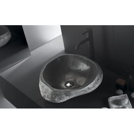 Bathco 00393 - Opzetwastafel RIO 52x47 cm steen/grijs