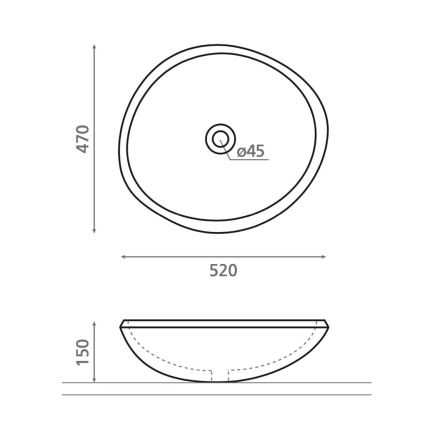 Bathco 00393 - Opzetwastafel RIO 52x47 cm steen/grijs