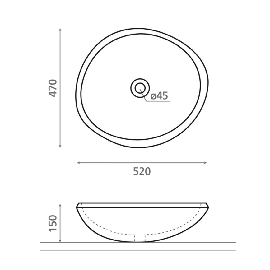 Bathco 00393 - Opzetwastafel RIO 52x47 cm steen/grijs