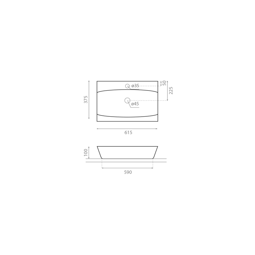 Bathco 0041 - Opzetwastafel SARDINERO 61,5x37,5 cm porselein/wit