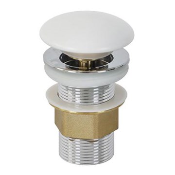 Bathco 0212MT - Wastafelafvoer zonder overloop Click-Clack Ø 6 cm glanzend chroom/mat wit