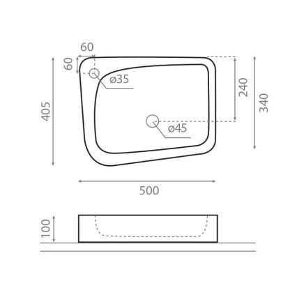Bathco 4001 - Opzetwastafel ARAGON 50x40,5 cm porselein/wit