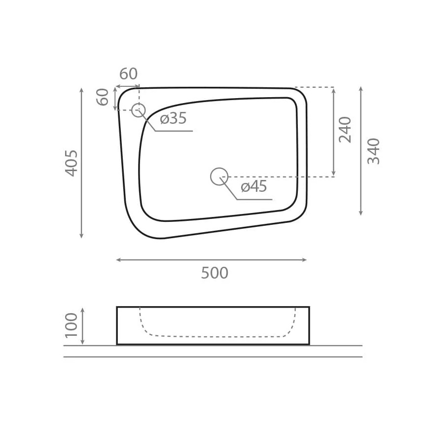 Bathco 4001 - Opzetwastafel ARAGON 50x40,5 cm porselein/wit