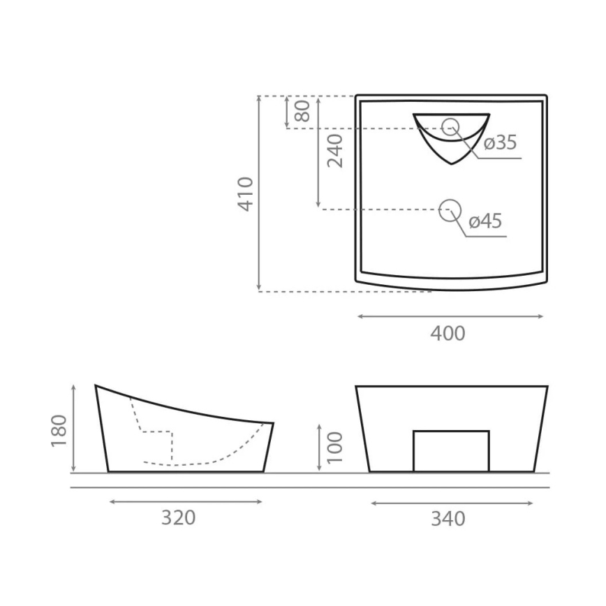 Bathco 4002 - Opbouwwastafel SORIA 40x41 cm porselein/wit