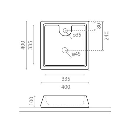 Bathco 4003 - Opzetwastafel GALICIA 40x40 cm porselein/wit