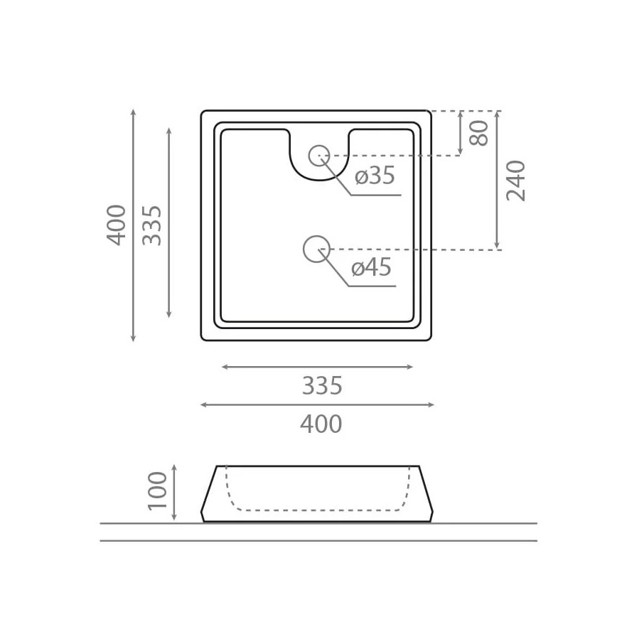 Bathco 4003 - Opzetwastafel GALICIA 40x40 cm porselein/wit