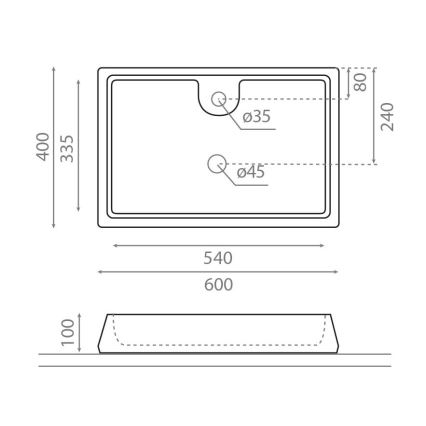 Bathco 4004 - Opzetwastafel GALICIA 60x40 cm porselein/wit