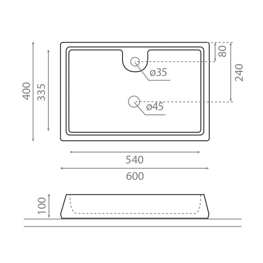 Bathco 4004 - Opzetwastafel GALICIA 60x40 cm porselein/wit