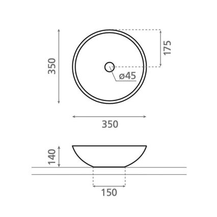 Bathco 4015 - Opzetwastafel CASTELLON Ø 35 cm porselein/wit
