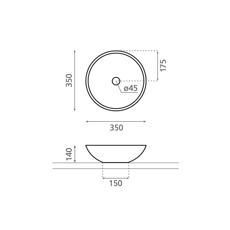 Bathco 4015 - Opzetwastafel CASTELLON Ø 35 cm porselein/wit