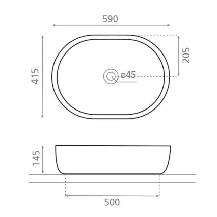 Bathco 4037 - Opzetwastafel TOULOUSE 59x41,5 cm porselein/wit