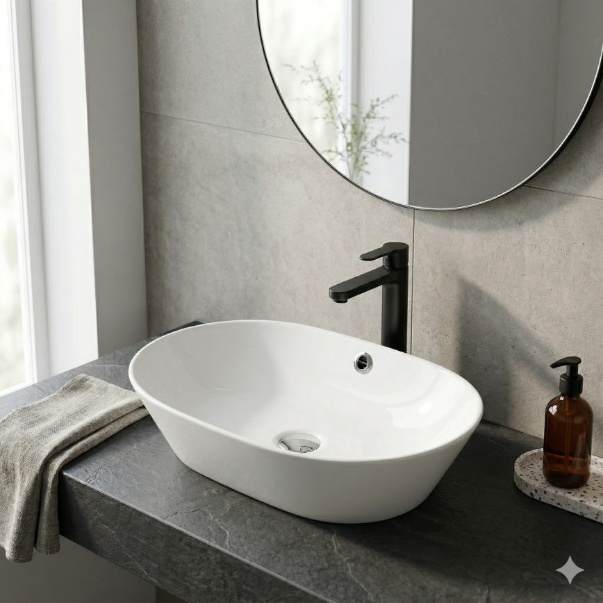 Bathco 4038 - Opzetwastafel TOULOUSE 59x42 cm porselein/wit