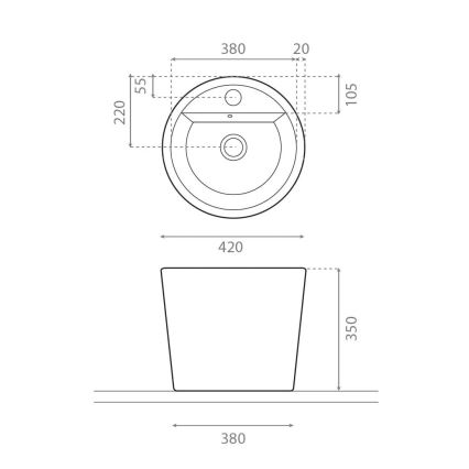 Bathco 4057 - Opzetwastafel FLORENCIA Ø 42 cm porselein/wit