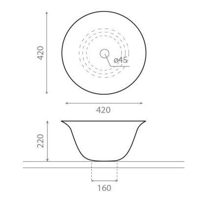 Bathco 4062 - Opzetwastafel NORDIC Ø 42 cm porselein/wit