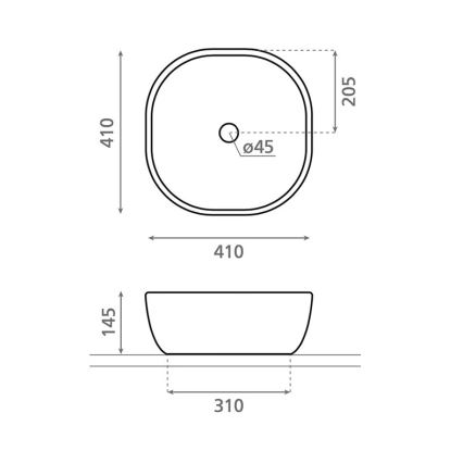 Bathco 4071 - Opzetwastafel OLEA 41 x 41 cm porselein/wit