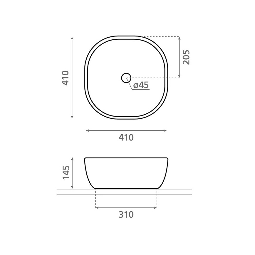 Bathco 4071 - Opzetwastafel OLEA 41 x 41 cm porselein/wit