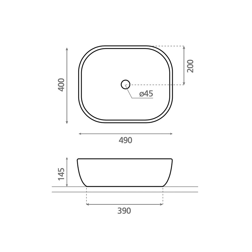 Bathco 4072 - Opzetwastafel OLEA 49x40 cm porselein/wit